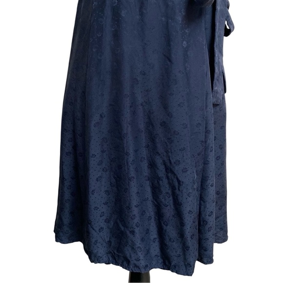Sézane Anastasia Silk Floral Wrap Mini Dress Navy Parisian Chic US 4 - Picture 4 of 13